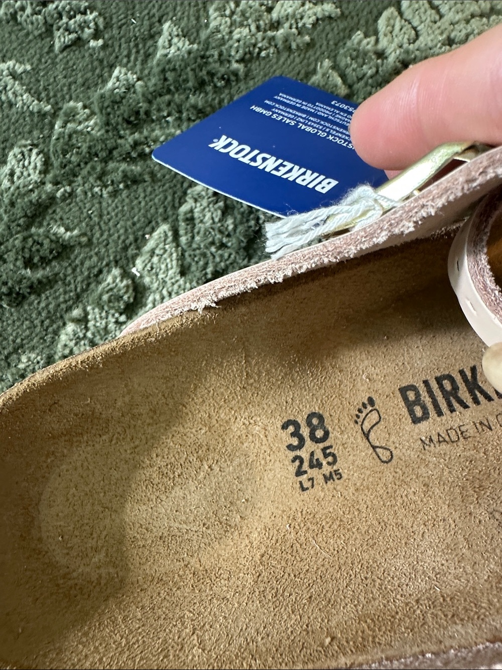 Birkenstock Gizeh Pink Floral Leather Thong Sandals - Picture 4 of 9